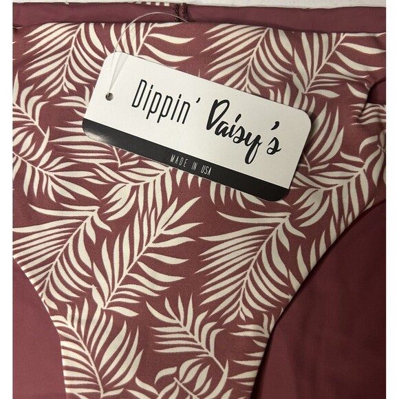 Dippin’ Daisy’s Cut Out Sides Bikini Bottom Sz L Mauve Reversible Botanical NWT - Picture 10 of 10